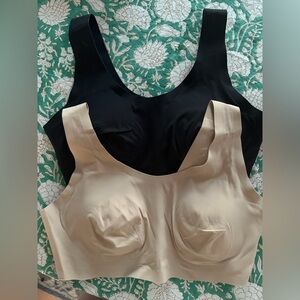 TWO Aerie Smoothez Padded Bralettes XL Beige/Black